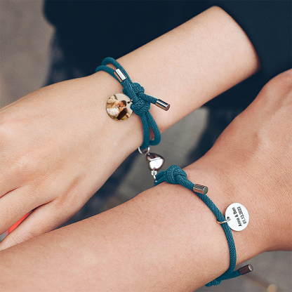 Custom Engraved Magnetic Bracelet Heart Couple Bracelet