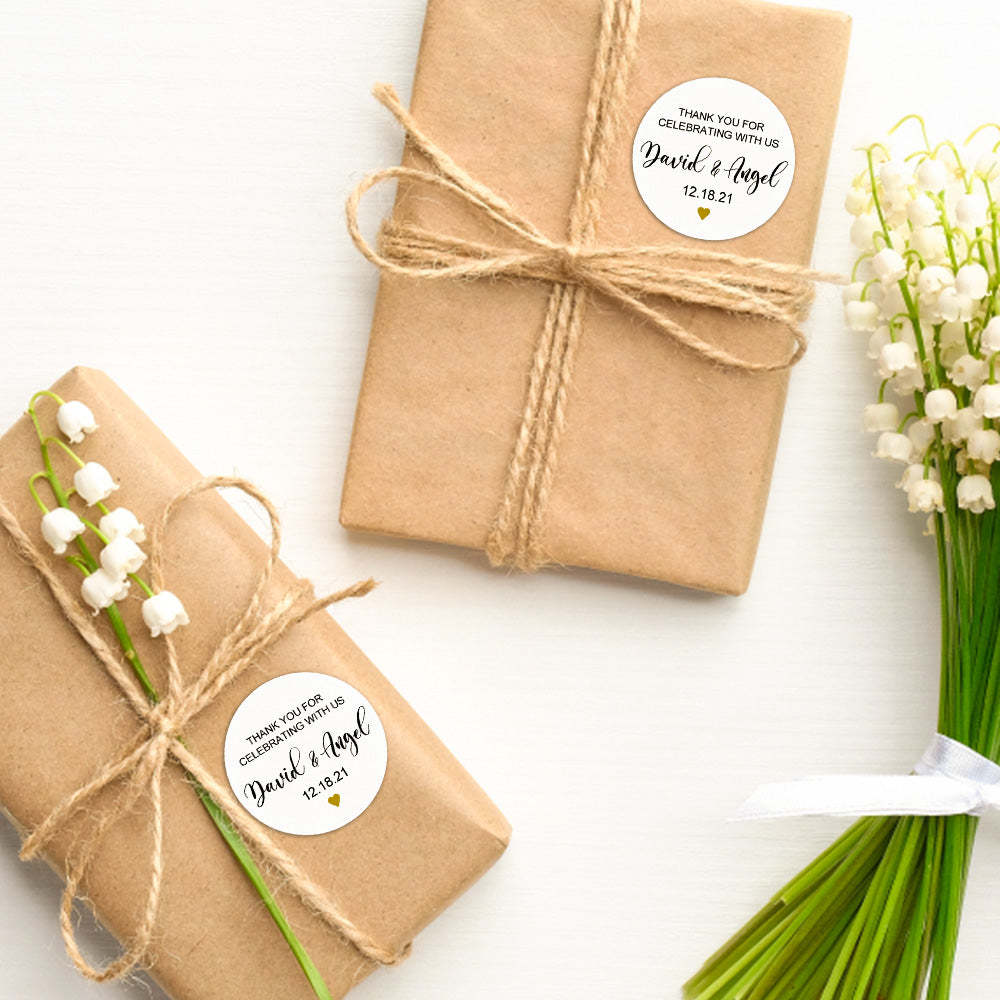 Personalized Thank You Stickers Round Wedding Birthday Favor labels for Gifts