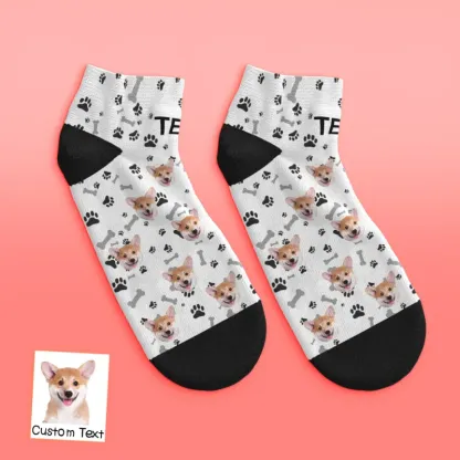 Custom Face Low Cut Ankle Socks with Dog Gift for Pet Lover