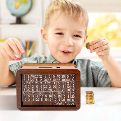 Wooden Money Box Reusable Money Box with Counter Piggy Bank for Adults Kids