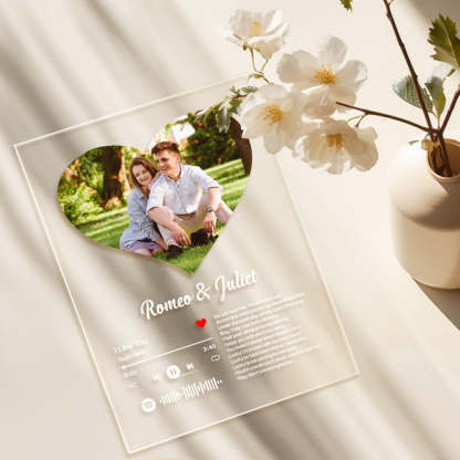 Personalized Sptfy Plaque Custom Heart Photo Album Music Plaque Anniversary Gift for Him