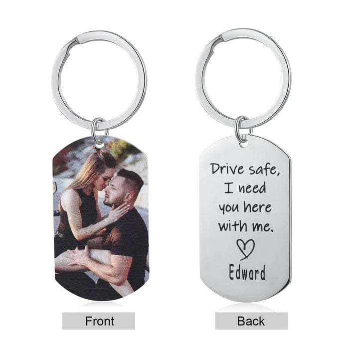 Wedding Gifts Drive Safe Keychain Custom Photo Keychain With Name For Boyfriend