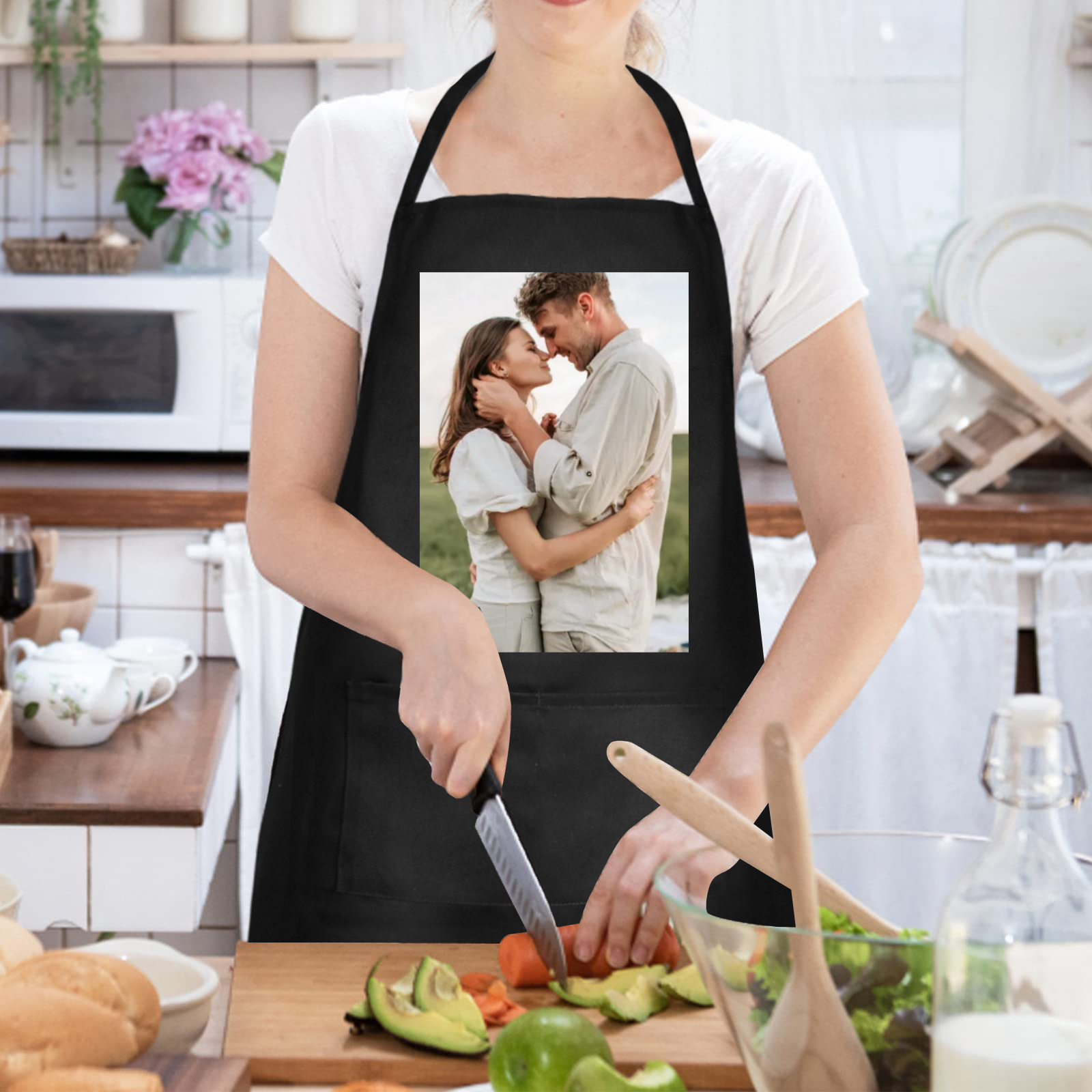 Custom Women’s Waterproof Heat Transfer Apron – Personalized Kitchen Apron with Design & Name