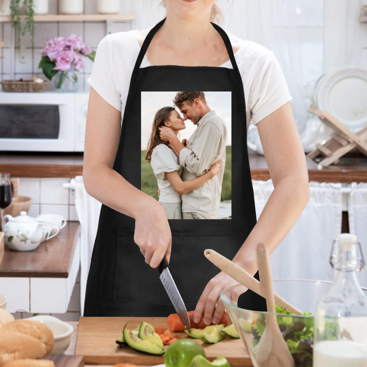Custom Women’s Waterproof Heat Transfer Apron – Personalized Kitchen Apron with Design & Name