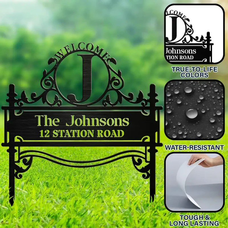 WelcomeFamilyNameMonogram-PersonalizedMetalGardenStake-Mk5