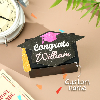 Personalized Graduation Cap Pull Out Money Gift Box Money Holder with 30pcs Transparent Bags Gift for Graduates