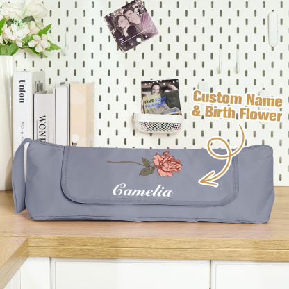 Personalized Birth Flower Heating Rod Storage Bag Waterproof Hairdressing Tool Kit Travel Accessories Gift for Her