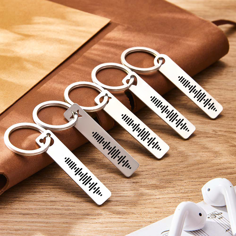 Custom Music Code Keychain Engraved 3D Bar Keyring