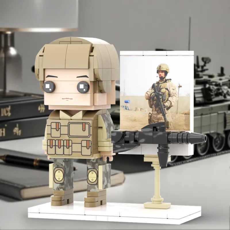 Full Body Customized 1 Person Brick Figures with Photo Soldier Theme Gift Birthday Gift Valentines Gift Father's Day Gift
