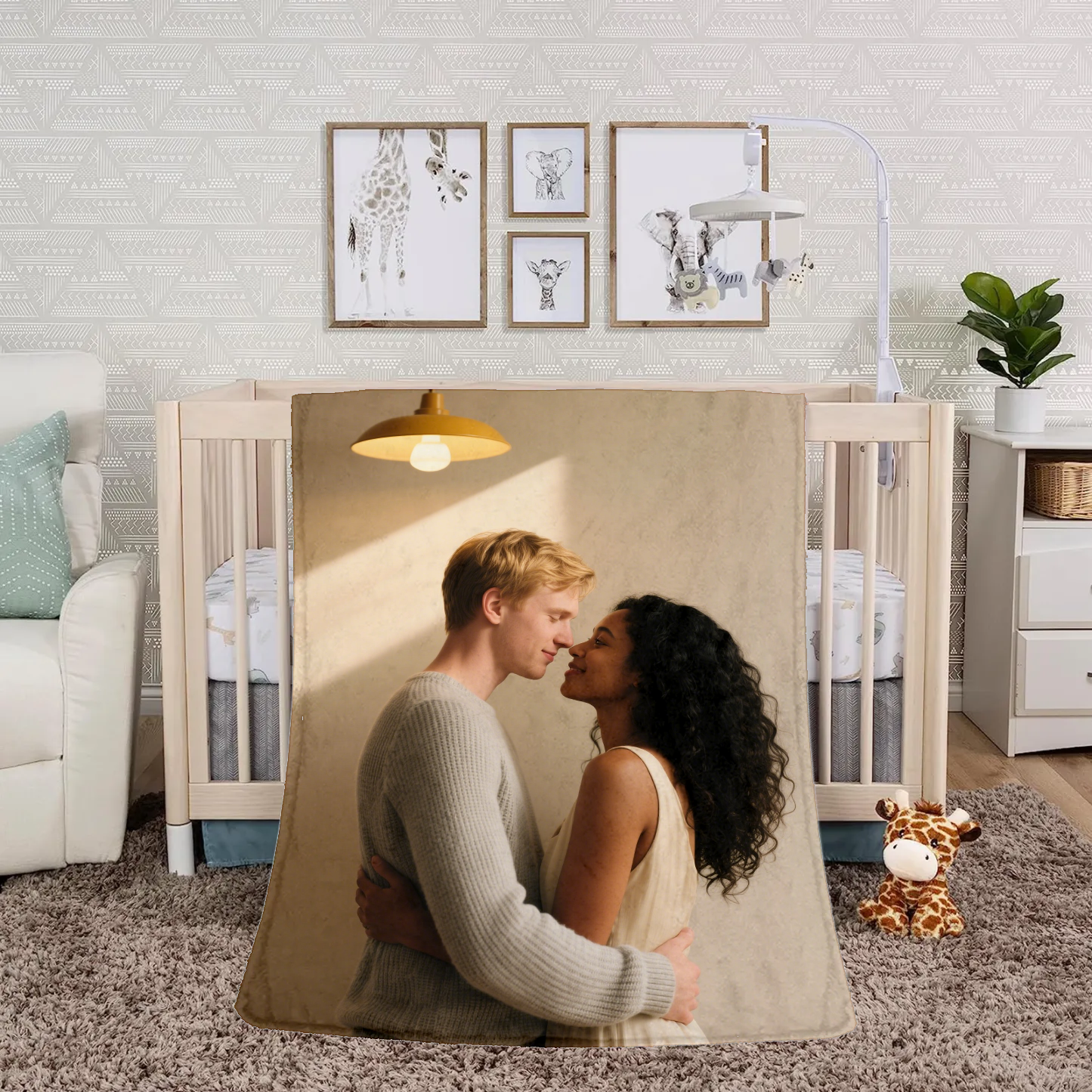 Custom Soft Flannel Blanket Personalized Photo Blanket with Name for Family Gifts