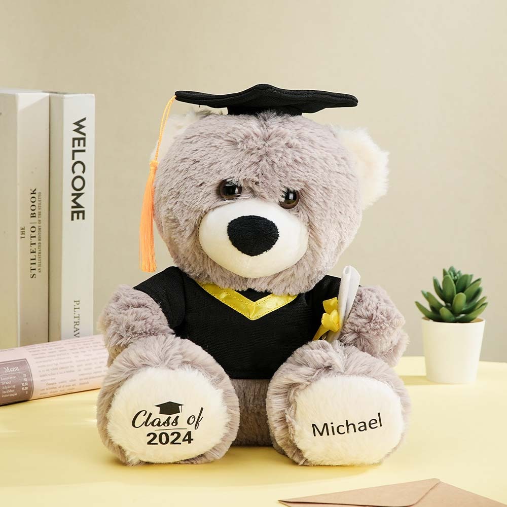 Personalized Bear Toy with Your Name and Graduation Date Celebrate Graduation Gifts