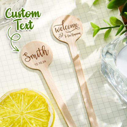 Personalized Engraved Wood Cocktail Stirrers Wedding Drink Sticks