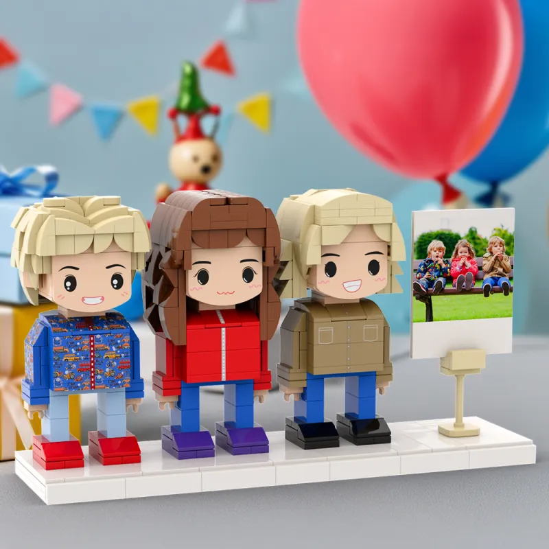 Full Body Customizable 3 People Photo Frame Cute Kids Creative Toy Gift Custom Brick Figures