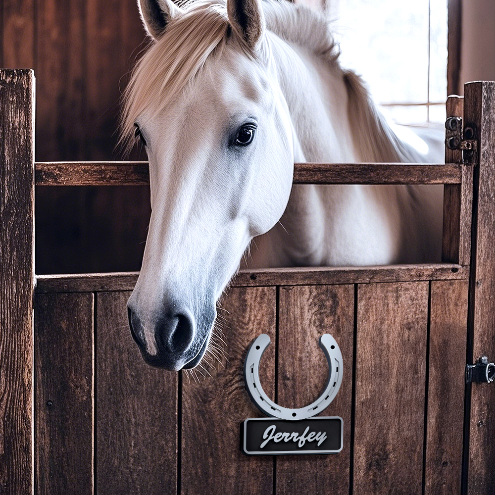 Personalized 3D Horseshoe-shaped Stable Door Name Plate Gift for Horse Lovers Farmers