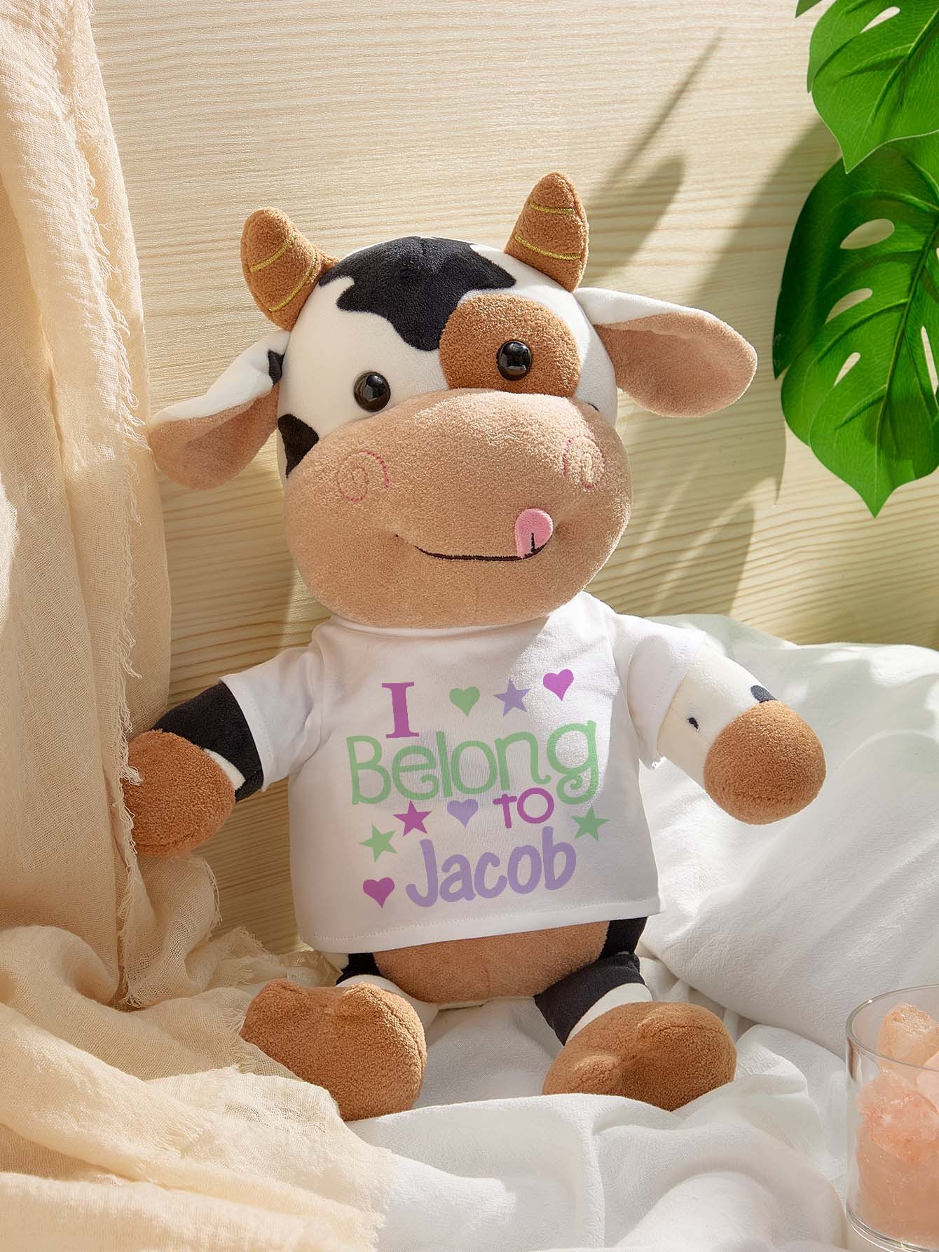 Personalized Cow Plush Stuffed Toy Gift for Baby Shower
