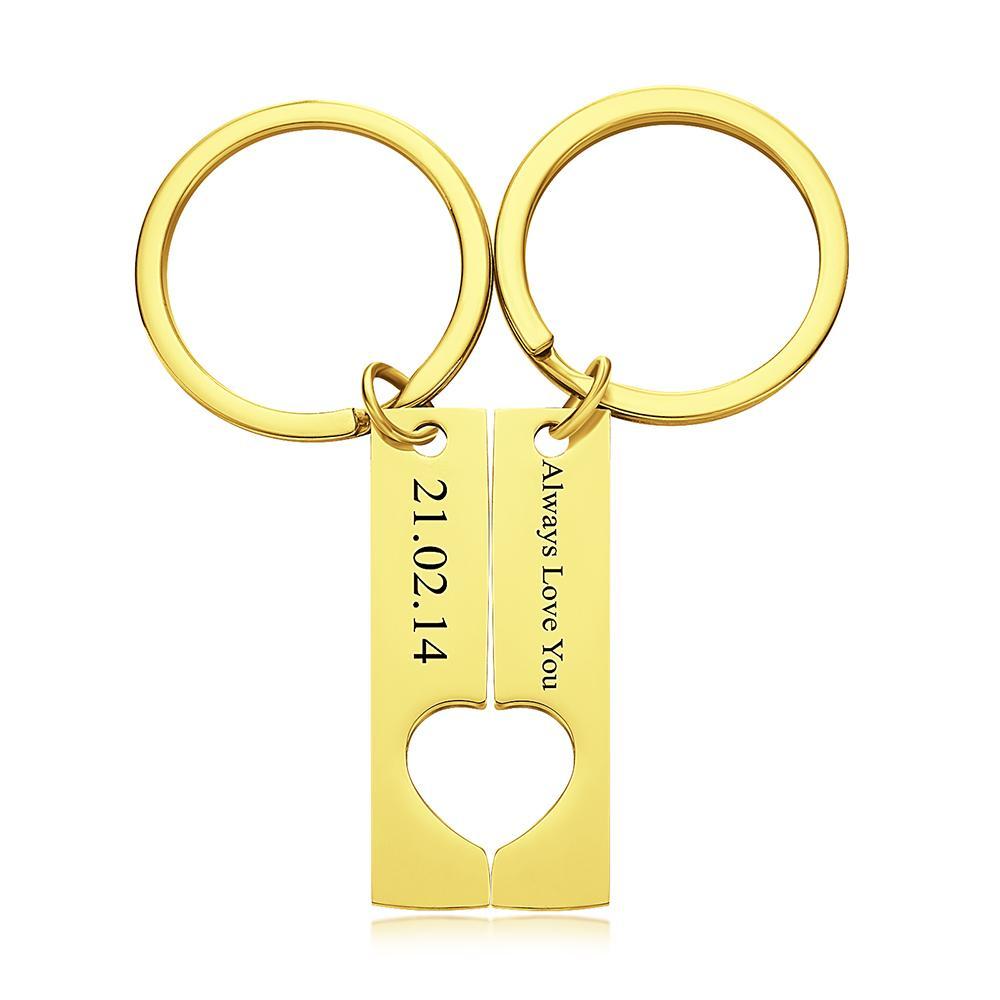 Custom Engraved Text Stainless Steel Couples Keychains
