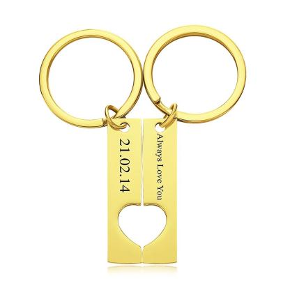 Custom Engraved Text Stainless Steel Couples Keychains