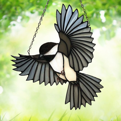 Glass Black Bird Suncatcher - Unique Window & Wall Hanging Gift for Bird Lovers