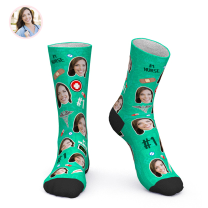 Custom Face Socks Personalized Novelty Nurse Socks