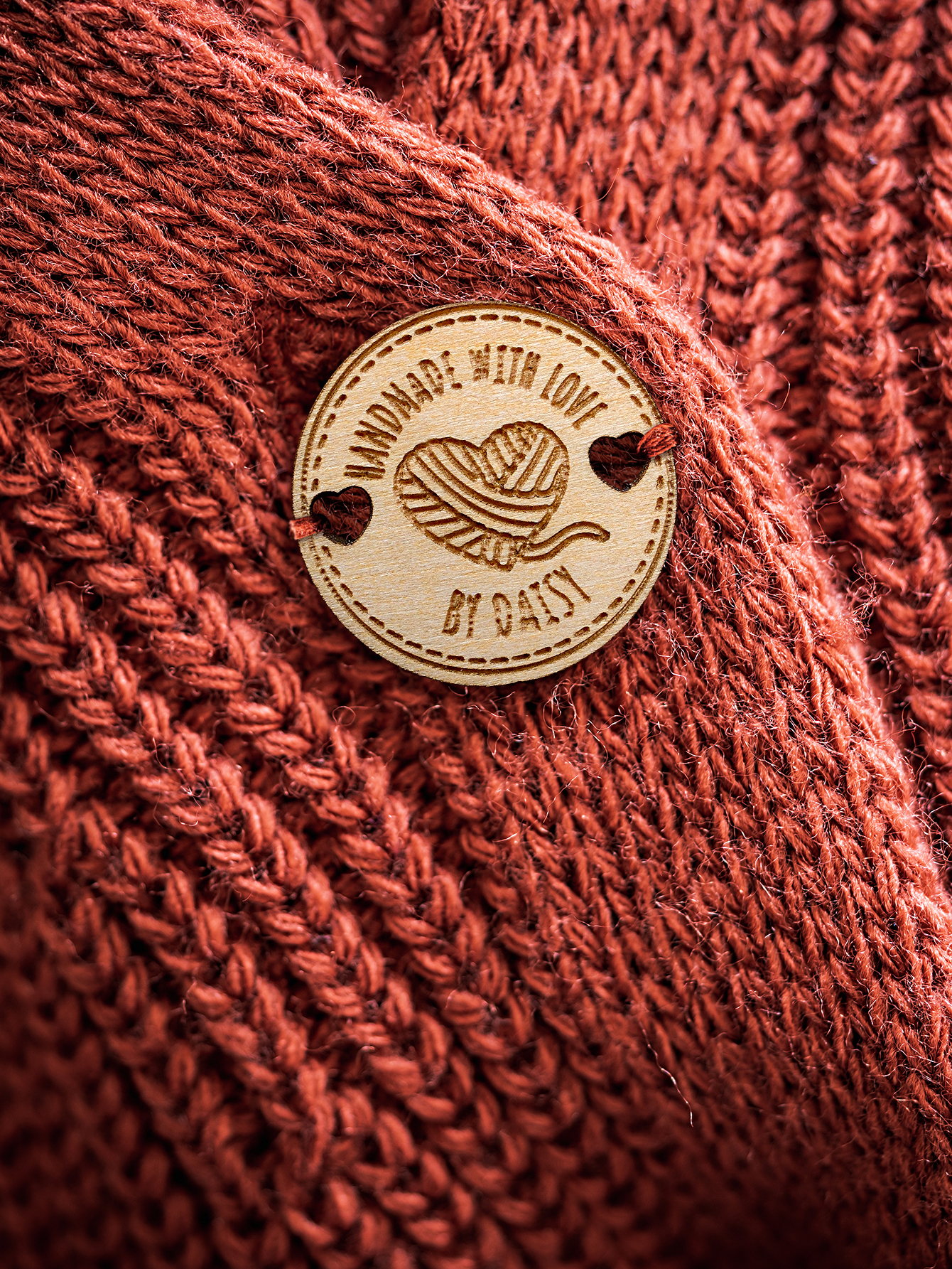 Personalized Handmade with Love Wooden Buttons Set of 15 Clothing Labels Gift for Mother Grandma Knitting Crocheting Lovers