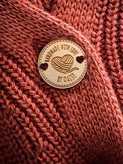 Personalized Handmade with Love Wooden Buttons Set of 15 Clothing Labels Gift for Mother Grandma Knitting Crocheting Lovers