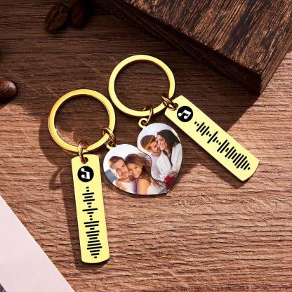 Custom Music Code Keychain Custom Name in Heart Shape Keychain for Her