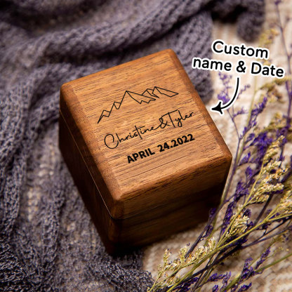 Personalized Triple Slot Ring Storage Wedding Engagement Proposal Wood Ring Box