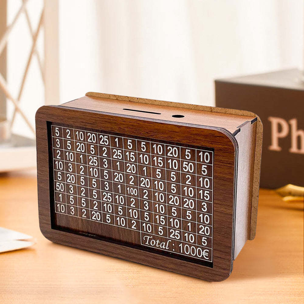 Wooden Money Box Reusable Money Box with Counter Piggy Bank for Adults Kids