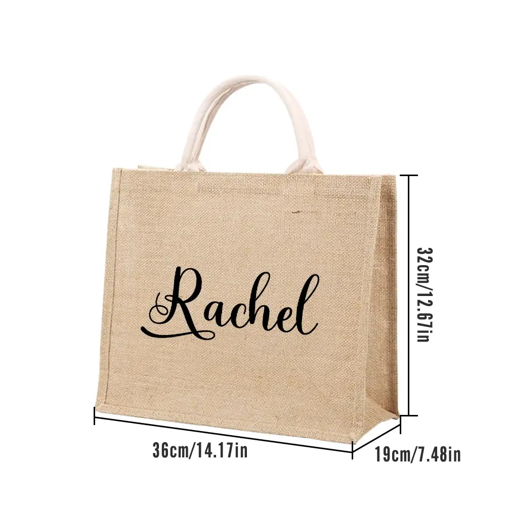 Personalized Burlap Bags Custom Name Monogram Beach Tote Bag Gifts for Her Wedding Gift