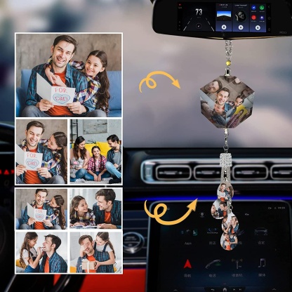 Custom Car Pendant Photo Car Hanging Ornaments Car Accessories Gifts for Dad Drivers