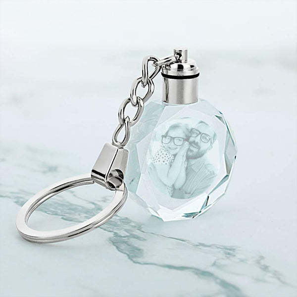 Personalized Photo Octagon Crystal Keychain Couples Gifts