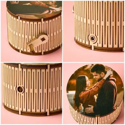 Custom Photo Cylindrical Hand Crank Music Box Can Play Music Without Phone