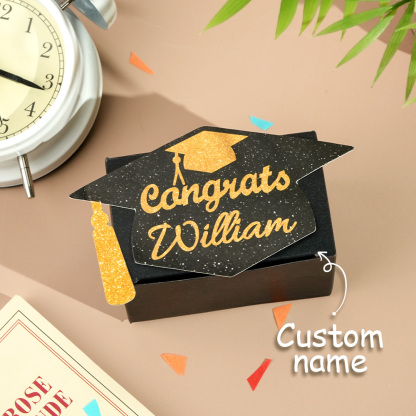Personalized Graduation Cap Pull Out Money Gift Box Money Holder with 30pcs Transparent Bags Gift for Graduates