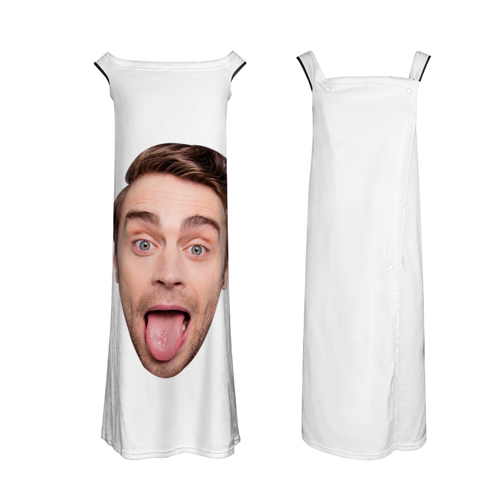 Custom Face Wrap Towel Dress Personalized Bathrobe Bath Towel