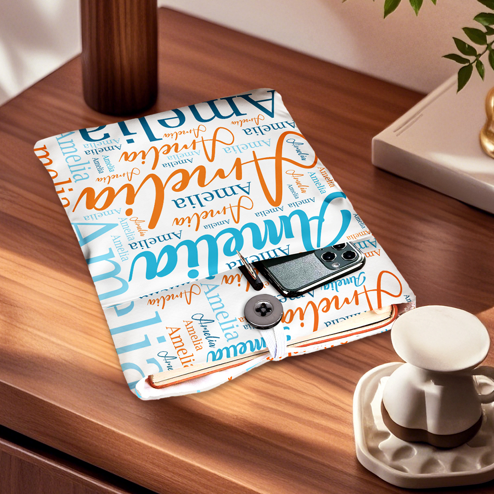 Personalized Name Book Cover with Pocket Book Cover Protector Gift for Book Lover