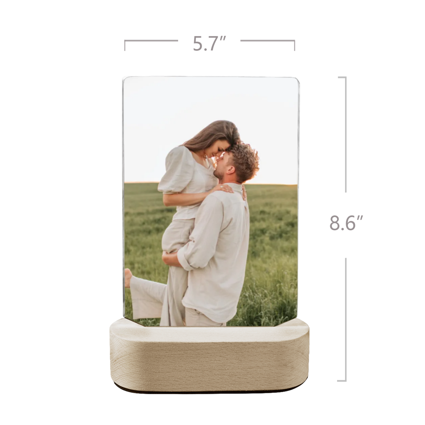 Custom Acrylic Photo Plaque with Wooden Base – Personalized Desktop Display Keepsake