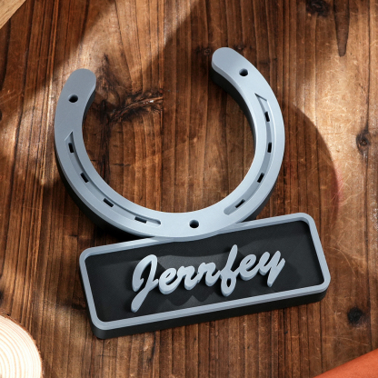 Personalized 3D Horseshoe-shaped Stable Door Name Plate Gift for Horse Lovers Farmers