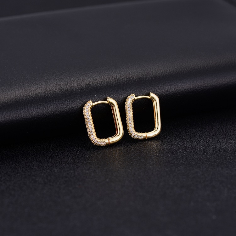 Geometric Rectangle Earrings Zircon Ear Buckle