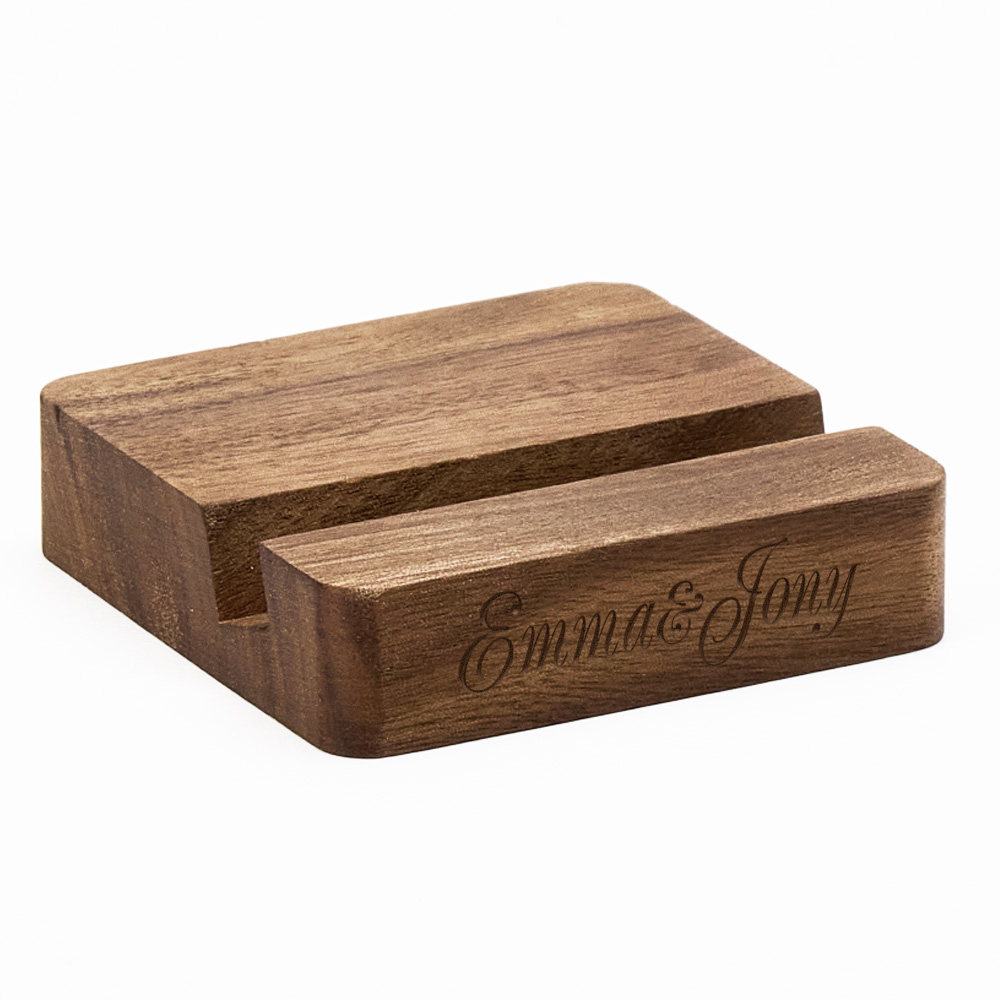 Custom Text Walnut Wooden Phone/Music Fridge Magnet Stand with Single Slot