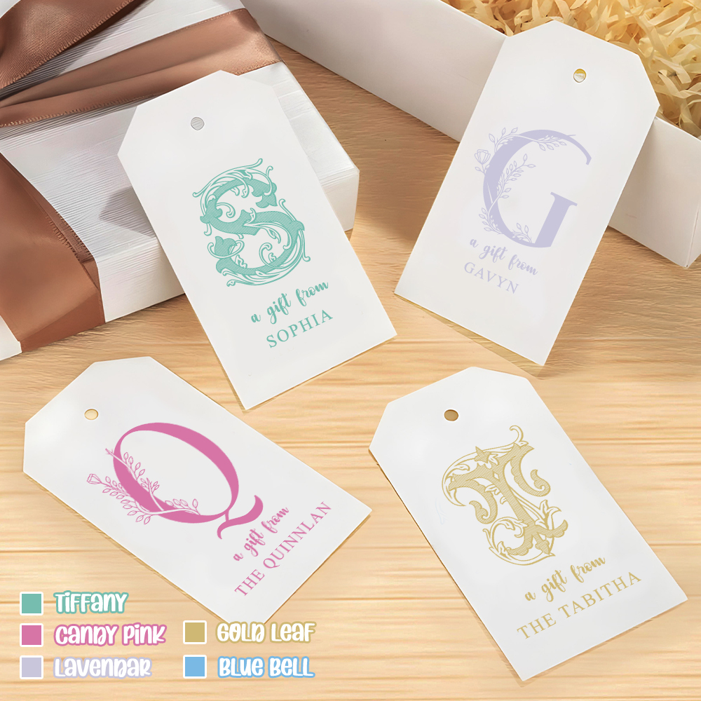 Personalized Monogram Gift Tags with Strings for Wedding Gifts
