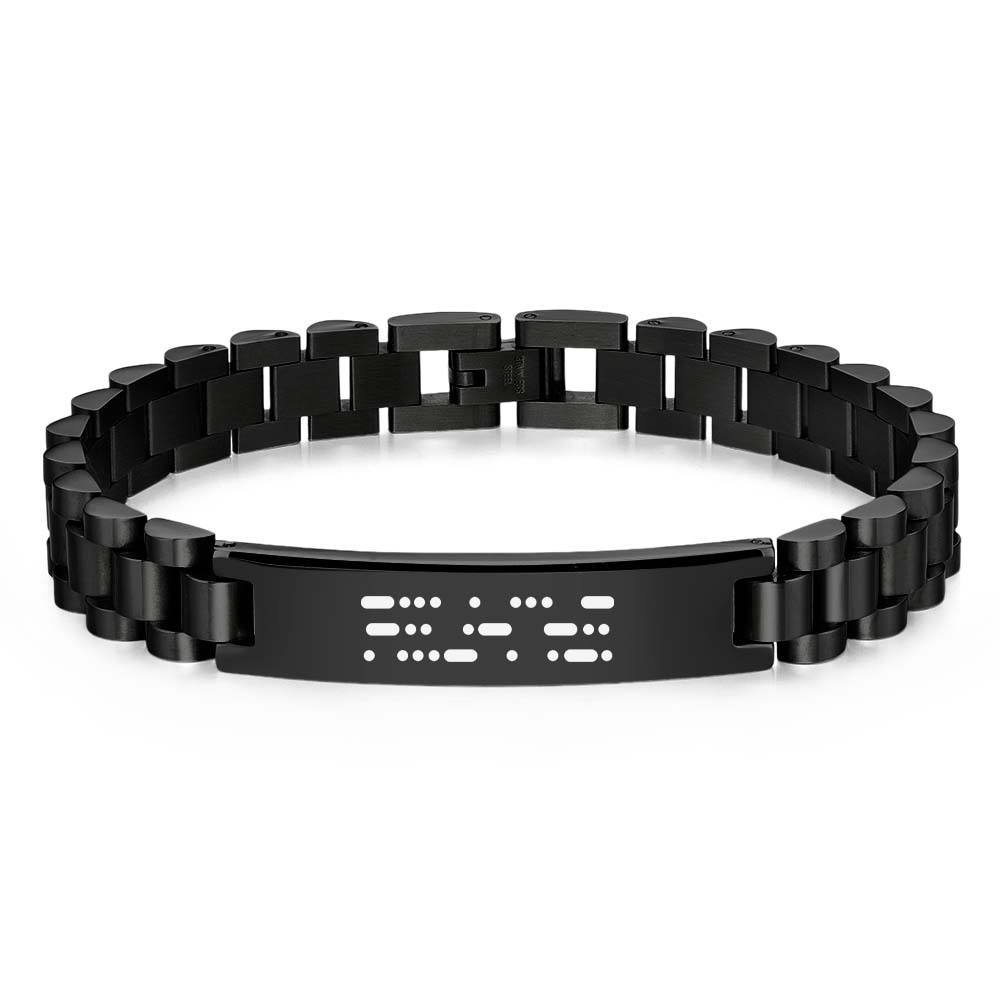 Personalized Engraved Morse Code Men Bracelet Birthday Anniversary Gift for Him