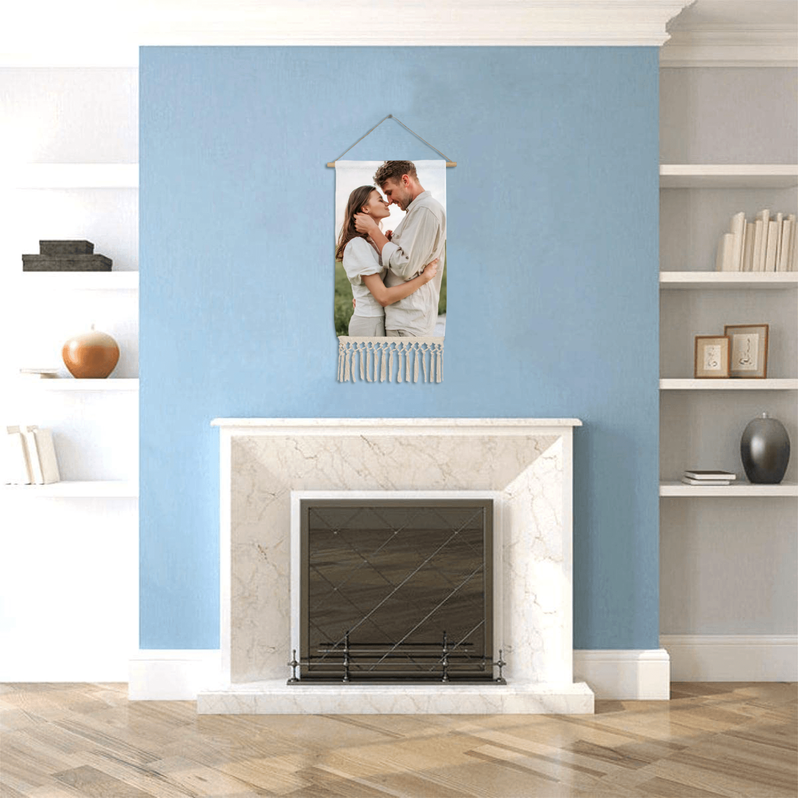 Custom Linen Wall Tapestry with Tassels – Personalized Boho Hanging Decor