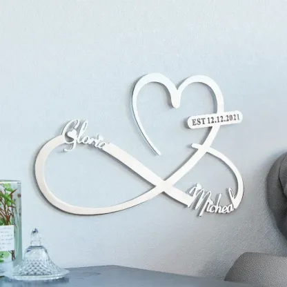 Custom Text Love Infinity Wedding Metal Sign Personalized Names and Date Home Wall Decoration