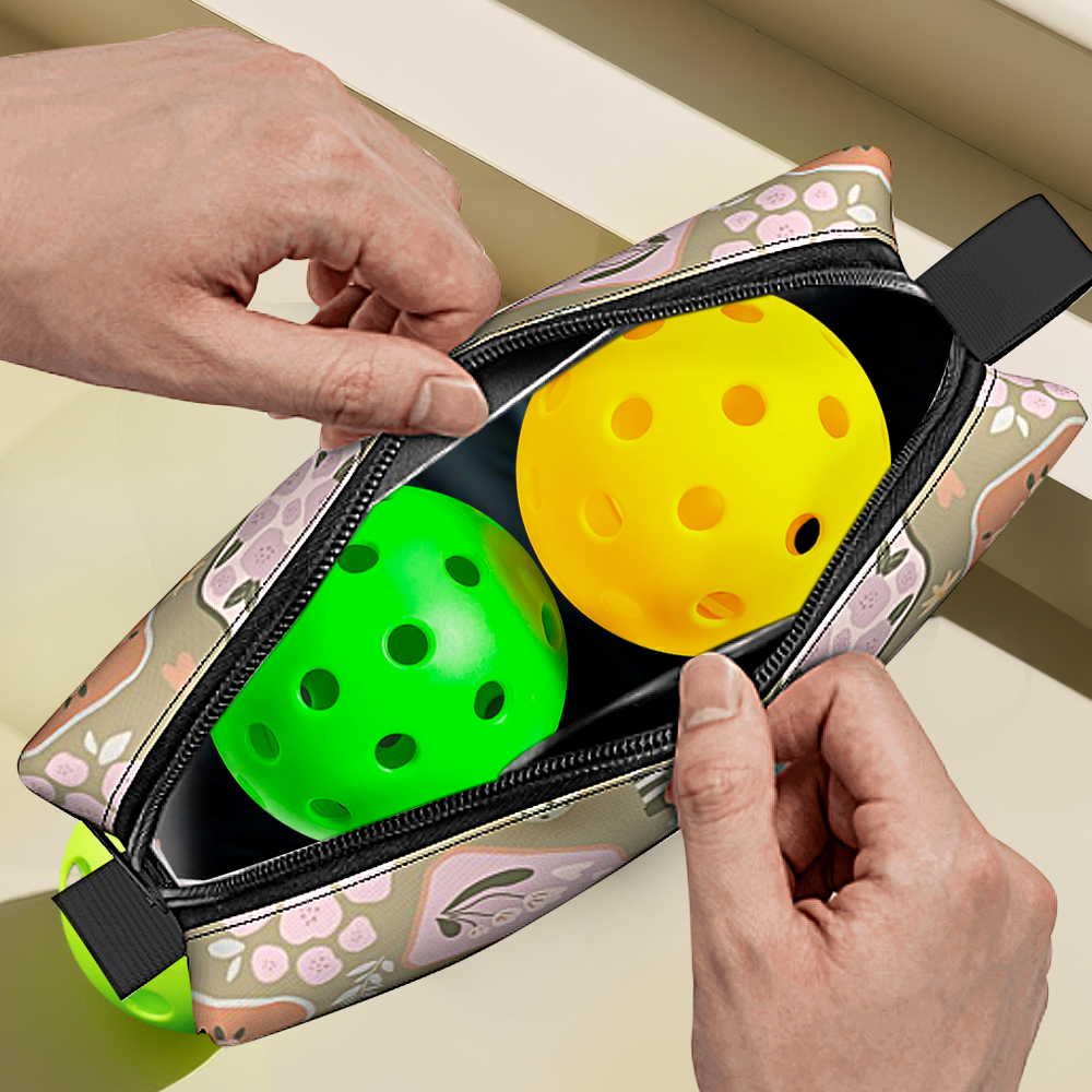 Personalized Pickleball Ball Pouch with Name Retro Flower Pouch Gift for Sports Lover