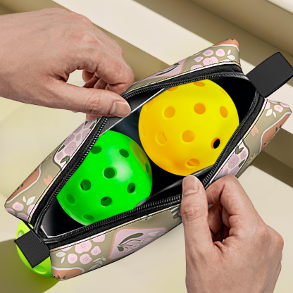 Personalized Pickleball Ball Pouch with Name Retro Flower Pouch Gift for Sports Lover