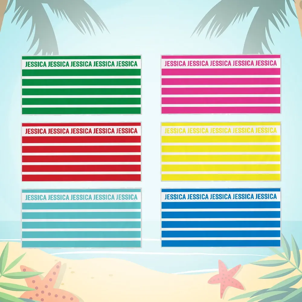 Personalized Stripe Beach Towel with Name Beach Accessories Gift for Family Kids