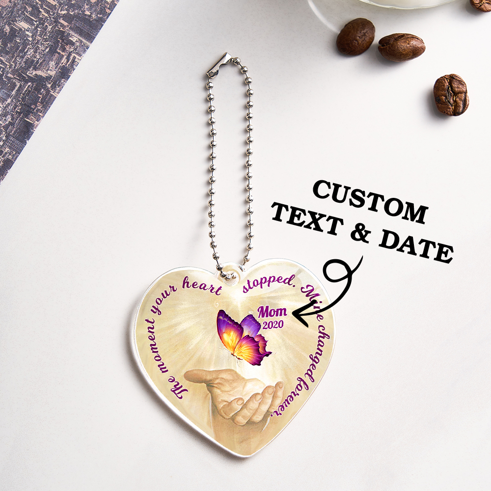 Personalized Butterfly Car Ornament with Name Heart Memorial Ornament Gift