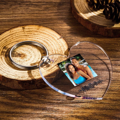 Custom Printed Photo Scannable Code Clear Acrylic Music Keychain