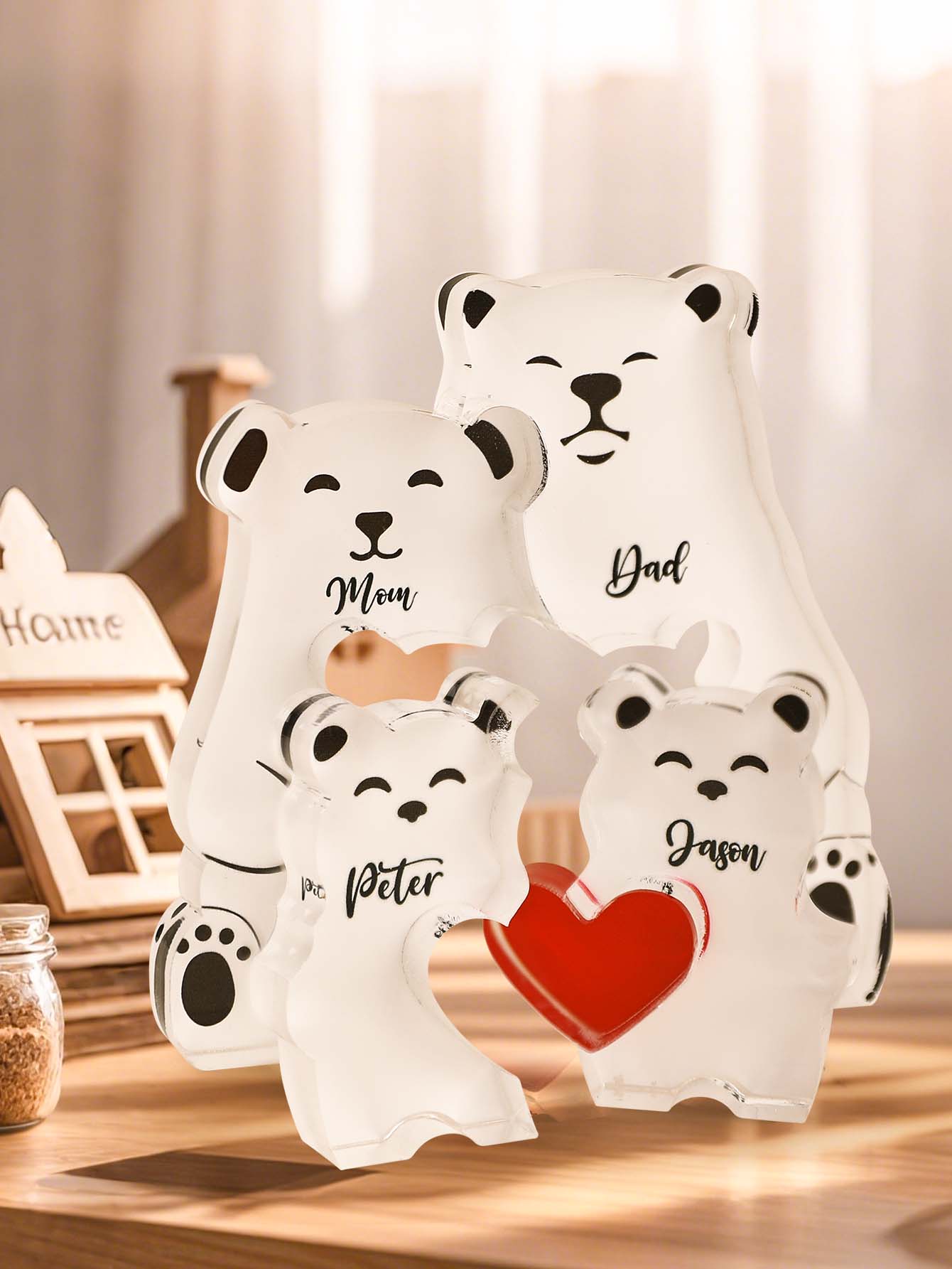 Personalized Bear Puzzle Custom Family Member Names Puzzle Gift for Mother