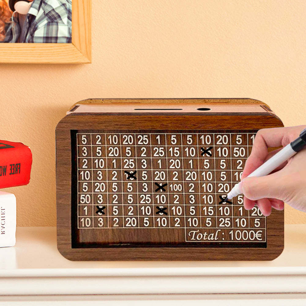 Wooden Money Box Reusable Money Box with Counter Piggy Bank for Adults Kids